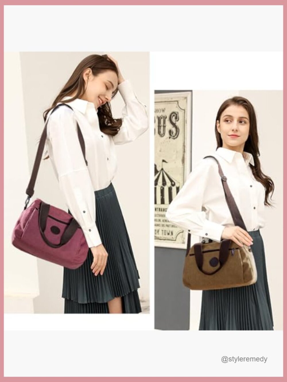Canvas Hobo Bag Multi Compartment Crossbody Shoulder Tote Purse - Picture 2 of 7
